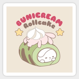 Cute Rabbits Amidst Delectable Bunicream Rollcake Sticker